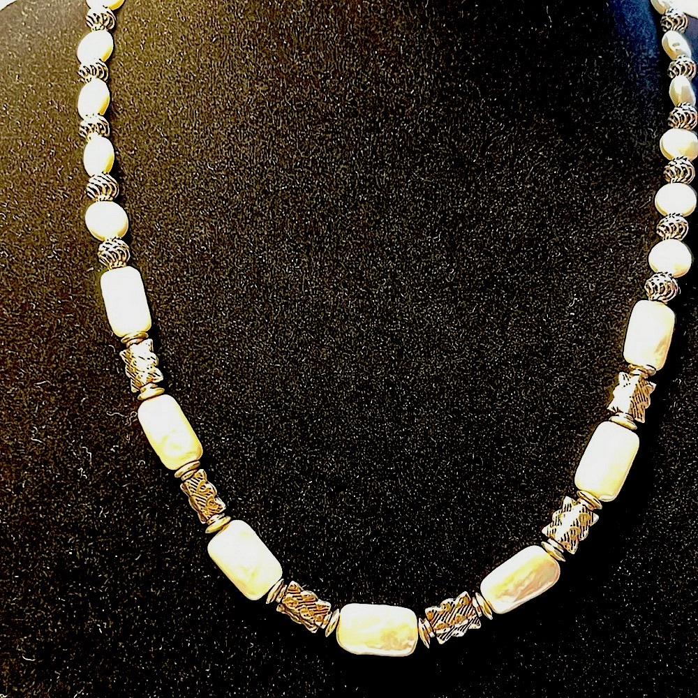 Stunning Pearl and Bali Silver Necklace